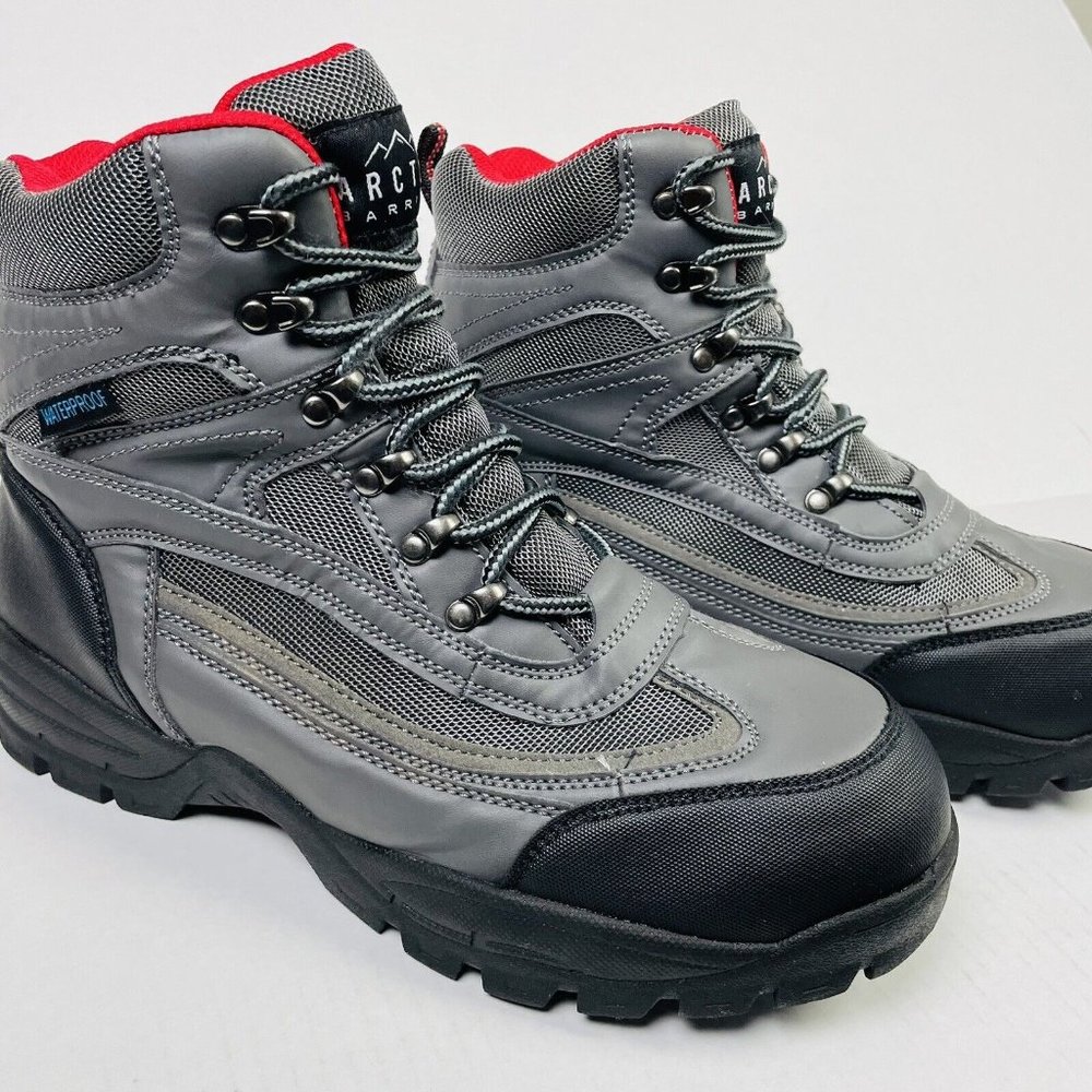 Arctic Baron Waterproof Winter Hiking Boots Women's 9 Gray Red Lace Up EUC‎